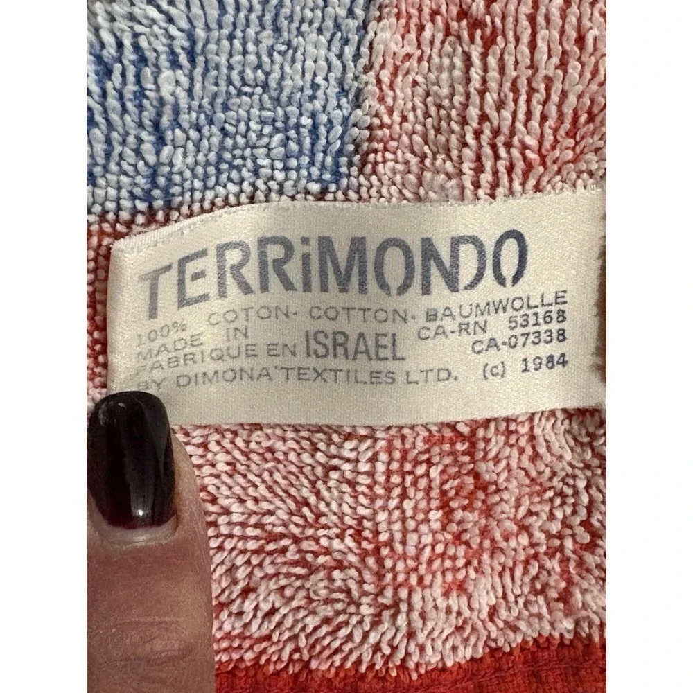 Terrimondo‎ Beach Towel 28x54 Multicolor Umbrella Beach Ball Vintage Retro